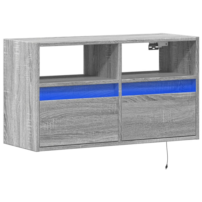 TV Wall Cabinet with LED Lights Grey Sonoma 80x31x45 cm