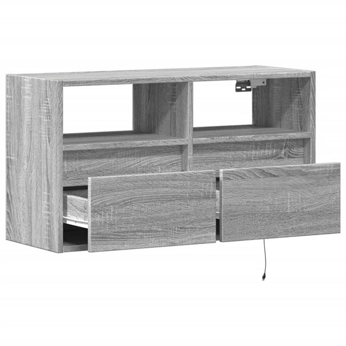 TV Wall Cabinet with LED Lights Grey Sonoma 80x31x45 cm