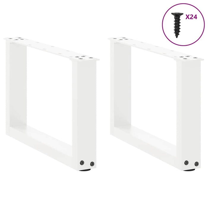 Coffee Table Legs U-Shaped 2 pcs White 50x(30-31) cm Steel