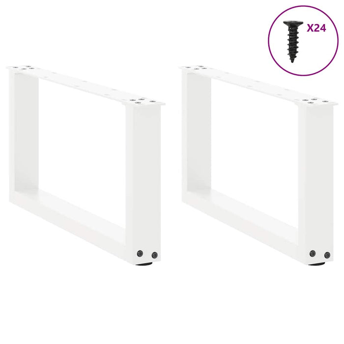 Coffee Table Legs U-Shaped 2 pcs White 60x(30-31) cm Steel