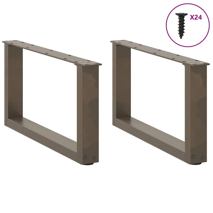 Coffee Table Legs U-Shaped 2 pcs Natural Steel 60x(30-31) cm Steel