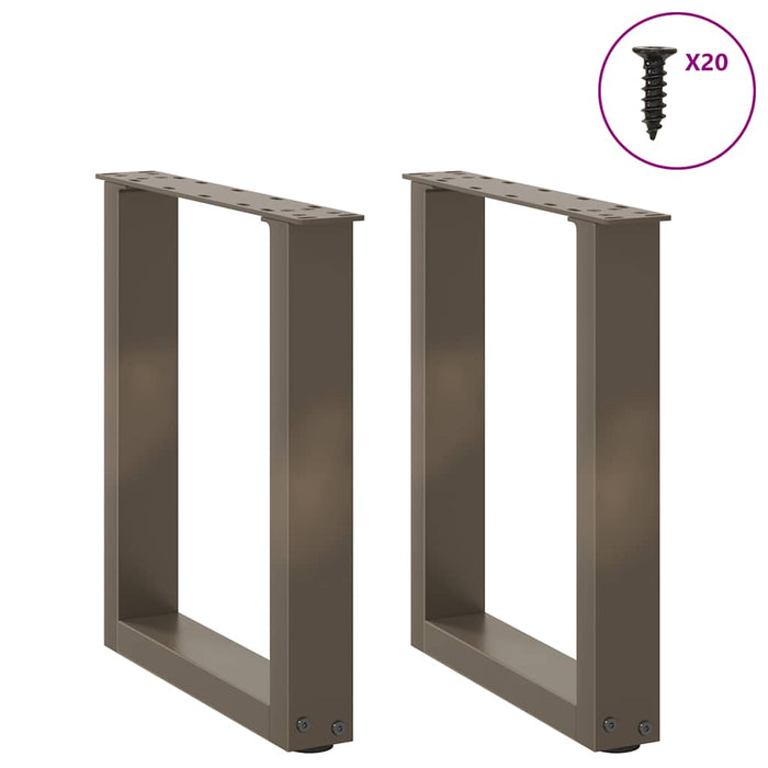 Coffee Table Legs U-Shaped 2 pcs Natural Steel 38x(42-43) cm Steel