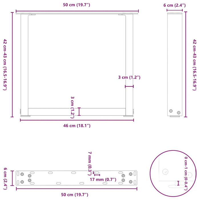 Picioare măsuță de cafea în formă de U 2 buc Oțel natural 50x(42-43) cm Oțel