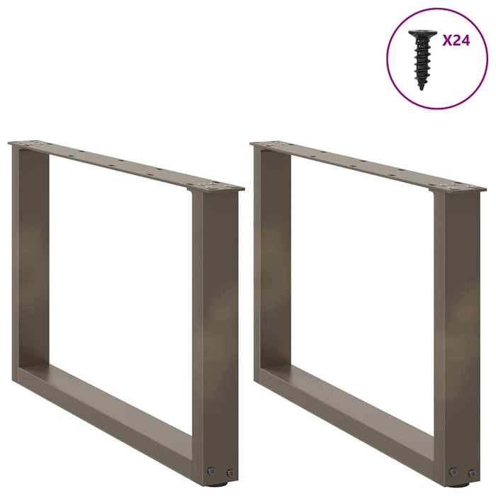 Coffee Table Legs U-Shaped 2 pcs Natural Steel 60x(42-43) cm Steel