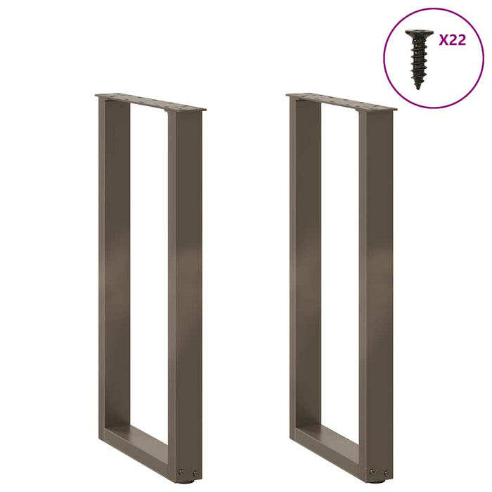 Coffee Table Legs U-Shaped 2 pcs Natural Steel 38x(72-73) cm Steel