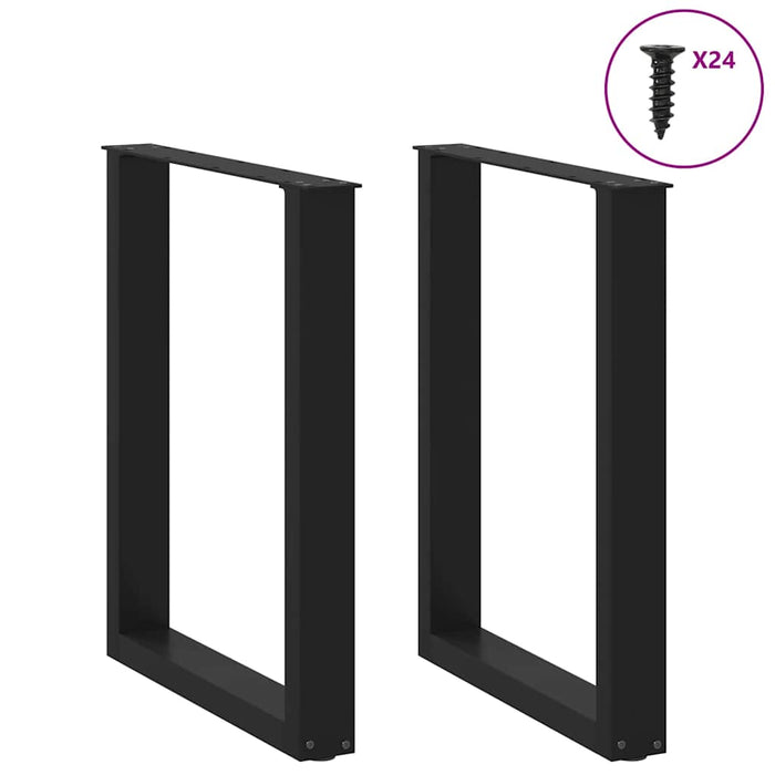 Coffee Table Legs U-Shaped 2 pcs Black 60x(72-73) cm Steel