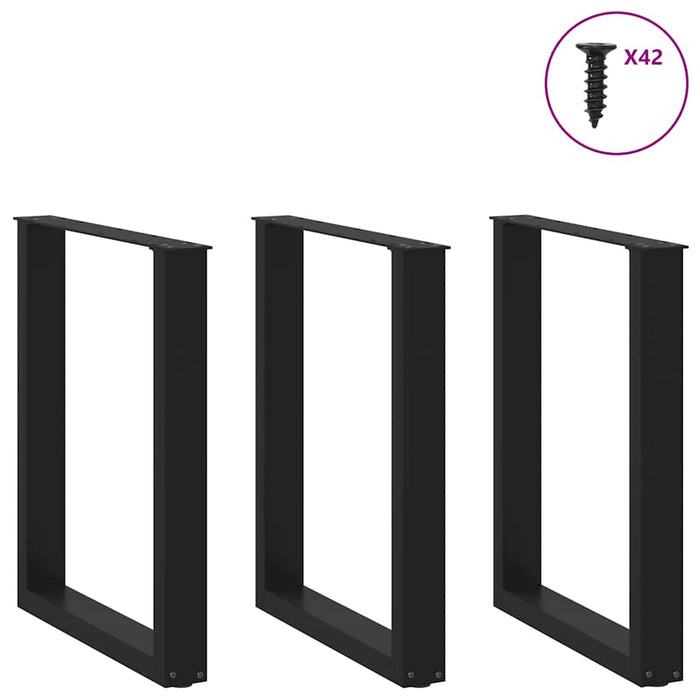 Coffee Table Legs U-Shaped 3 pcs Black 70x(72-73) cm Steel