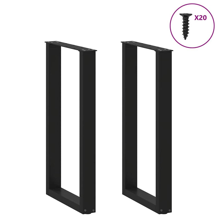 Coffee Table Legs U-Shaped 2 pcs Black 40x(90-91) cm Steel