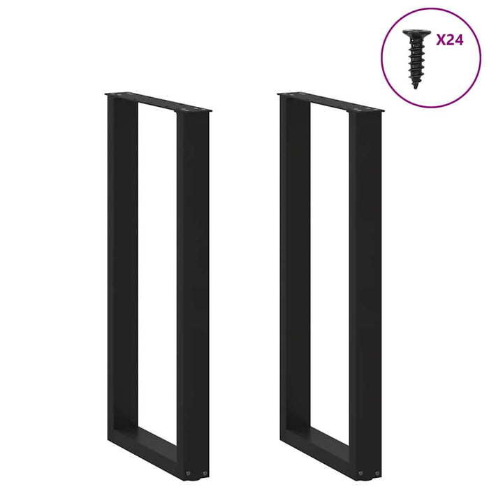 Coffee Table Legs U-Shaped 2 pcs Black 50x(100-101) cm Steel