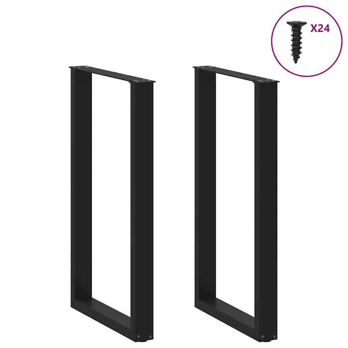 Coffee Table Legs U-Shaped 2 pcs Black 60x(100-101) cm Steel