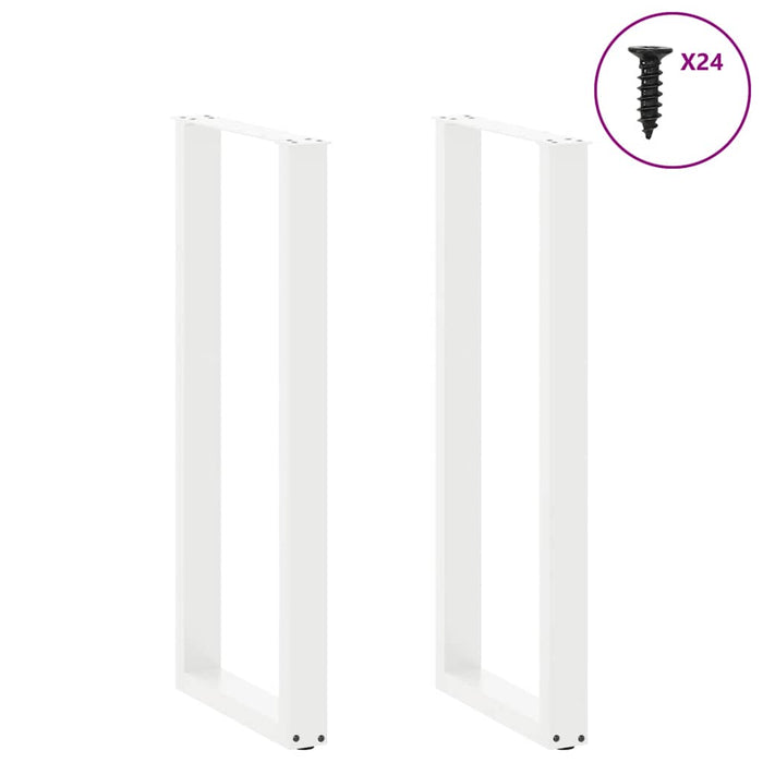 Coffee Table Legs U-Shaped 2 pcs White 50x(110-111) cm Steel