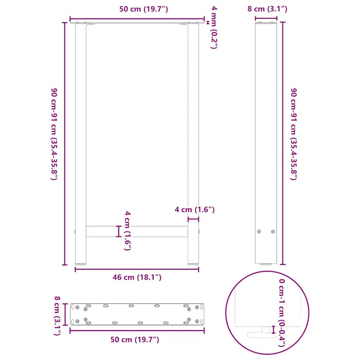 Picioare Masuta de cafea Antracit 2 buc 50x(90-91) cm Otel