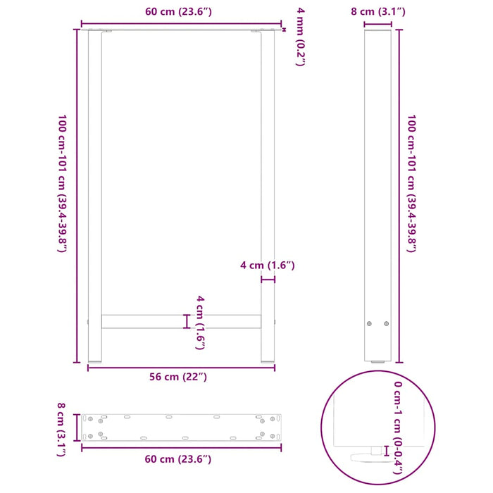 Coffee Table Legs Anthracite 2 pcs 60x(100-101) cm Steel