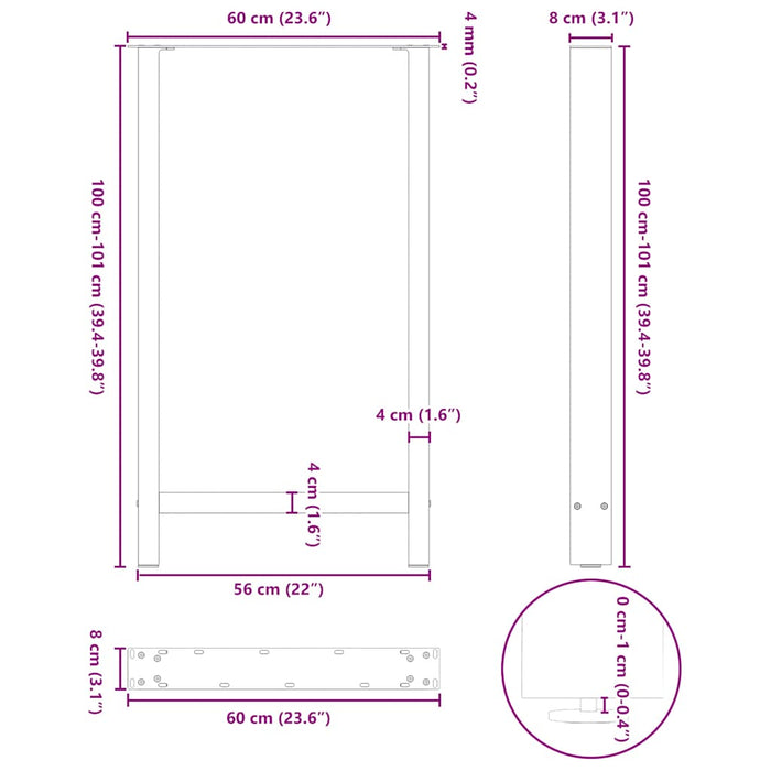 Coffee Table Legs Natural Steel 2 pcs 60x(100-101) cm Steel