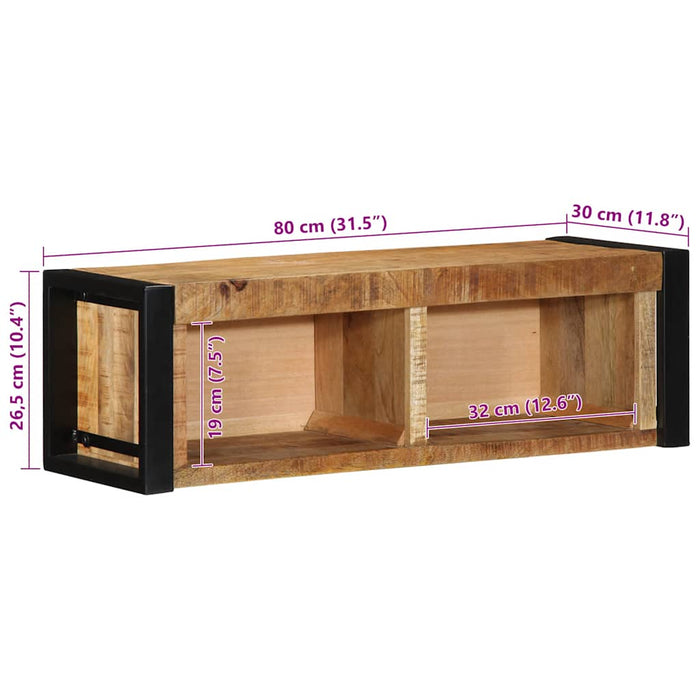 TV Cabinet 80x30x25 cm Solid Rough Wood Mango