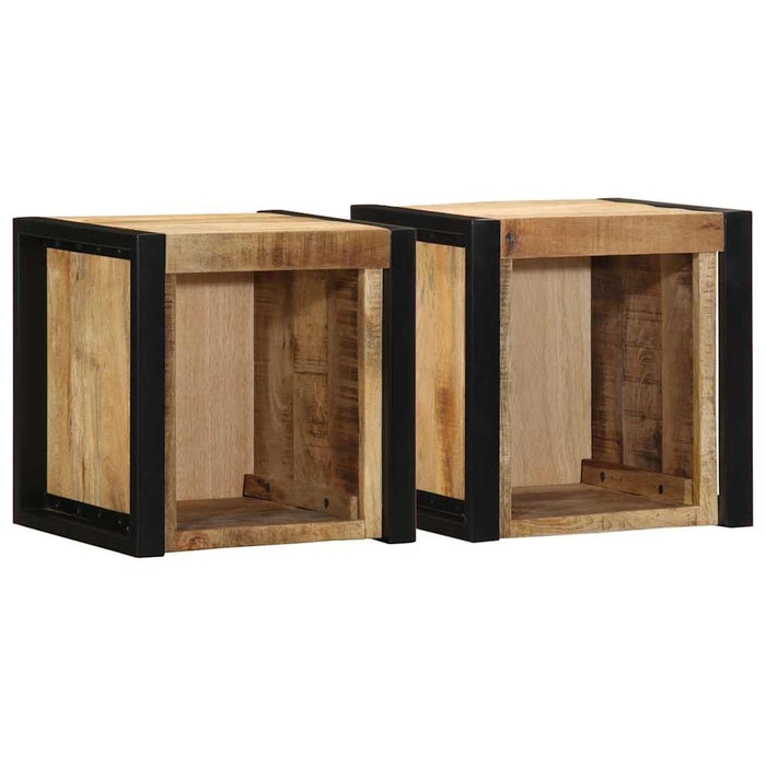 Bedside Cabinets 2 pcs 40x35x40 cm Solid Rough Wood Mango