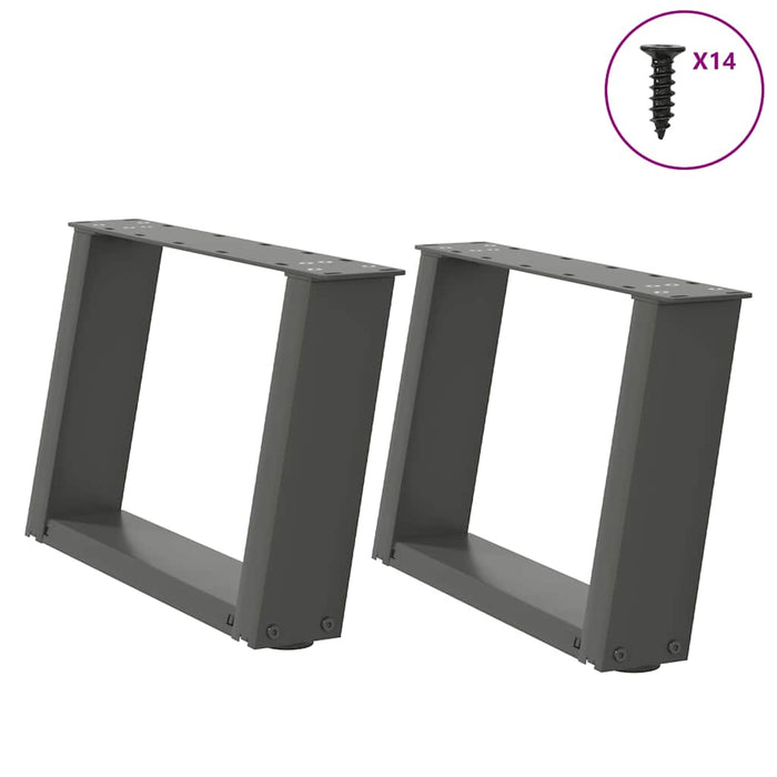 Coffee Table Legs U-Shaped 2 pcs Anthracite 40x(30-31) cm Steel