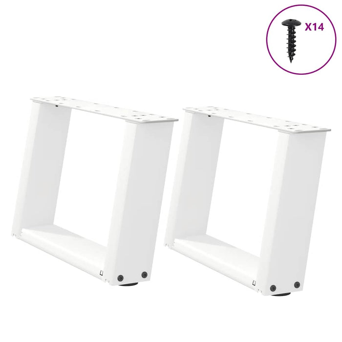 Coffee Table Legs U-Shaped 2 pcs White 50x(30-31) cm Steel