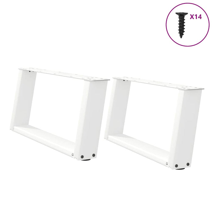 Coffee Table Legs U-Shaped 2 pcs White 60x(30-31) cm Steel