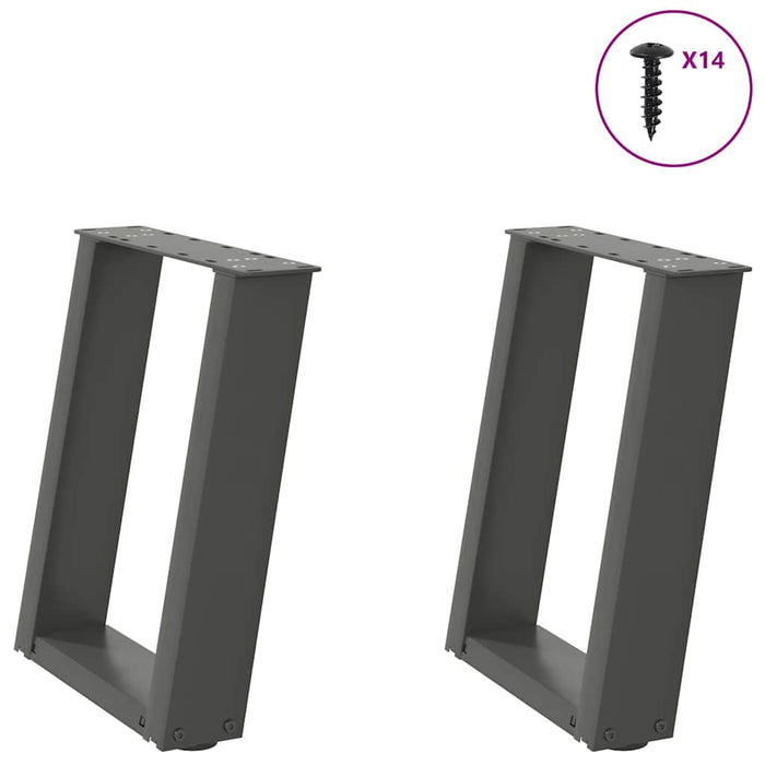 Coffee Table Legs U-Shaped 2 pcs Anthracite 38x(42-43) cm Steel