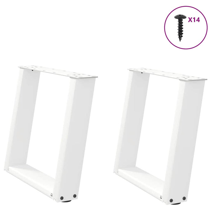 Coffee Table Legs U-Shaped 2 pcs White 50x(42-43) cm Steel