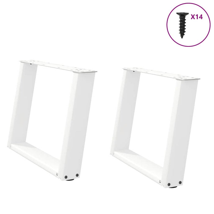 Coffee Table Legs U-Shaped 2 pcs White 60x(42-43) cm Steel