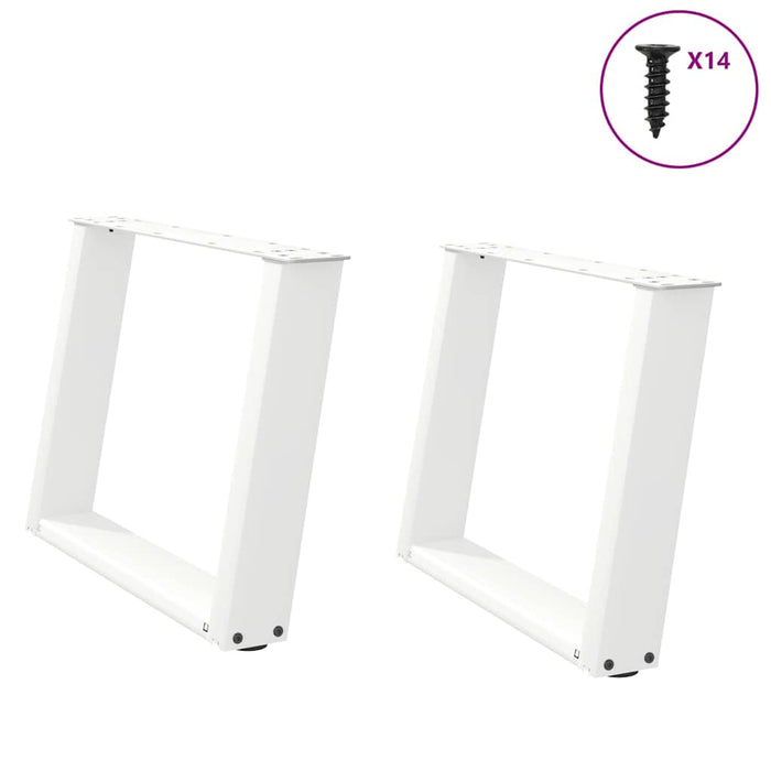 Coffee Table Legs U-Shaped 2 pcs White 70x(42-43) cm Steel