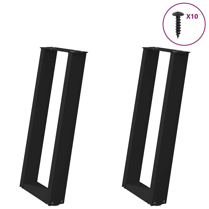 Console Table Legs U-Shaped 2 pcs Black 28x(72-73) cm Steel