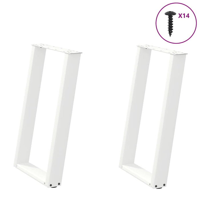 vidXL Dining Table Legs U-Shaped 2 pcs White 50x(72-73) cm Steel