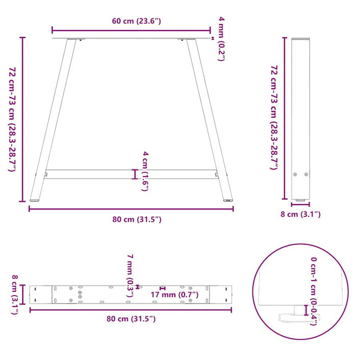 Coffee Table Legs A-Shaped 2 pcs Black 90x(72-73) cm Steel