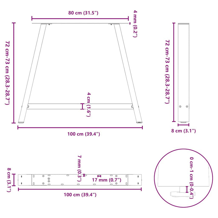 Coffee Table Legs A-Shaped 2 pcs White 100x(72-73) cm Steel