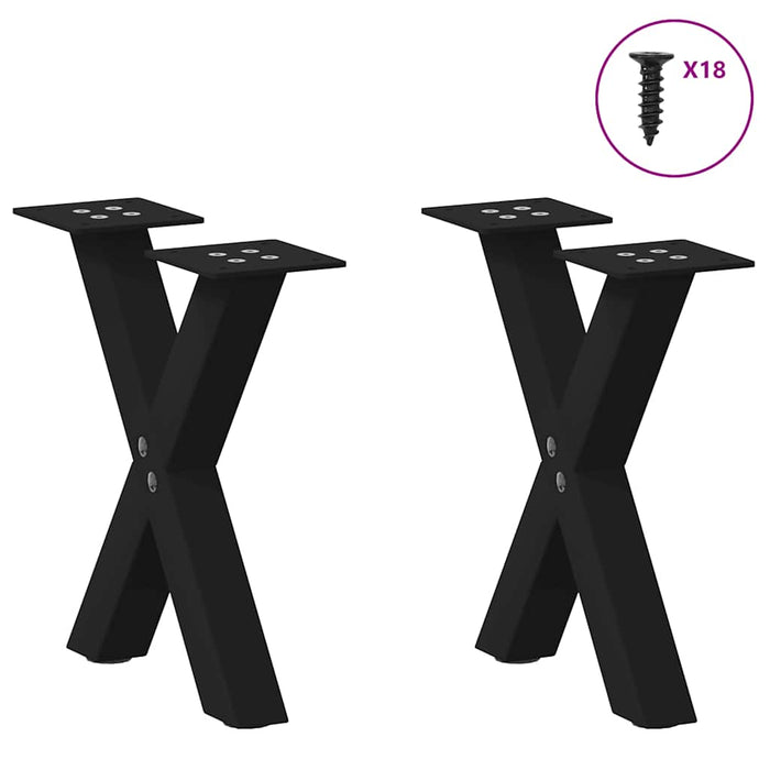 Coffee Table Legs X-Shaped 2 pcs Black 30x(30-31) cm Steel