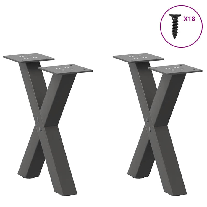 Coffee Table Legs X-Shaped 2 pcs Anthracite 30x(30-31) cm Steel