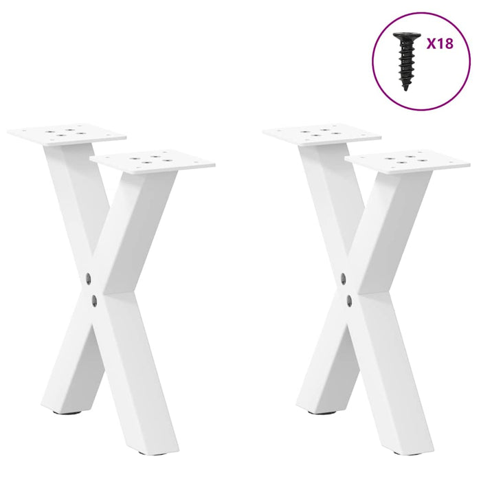 Coffee Table Legs X-Shaped 2 pcs White 37x(30-31) cm Steel