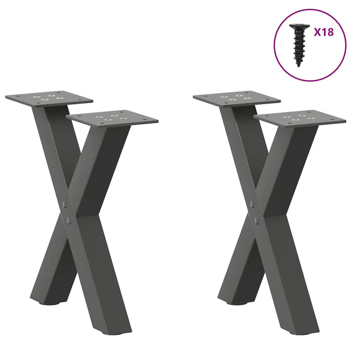 Coffee Table Legs X-Shaped 2 pcs Anthracite 37x(30-31) cm Steel