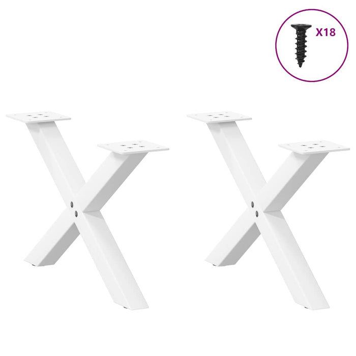 Coffee Table Legs X-Shaped 2 pcs White 50x(30-31) cm Steel