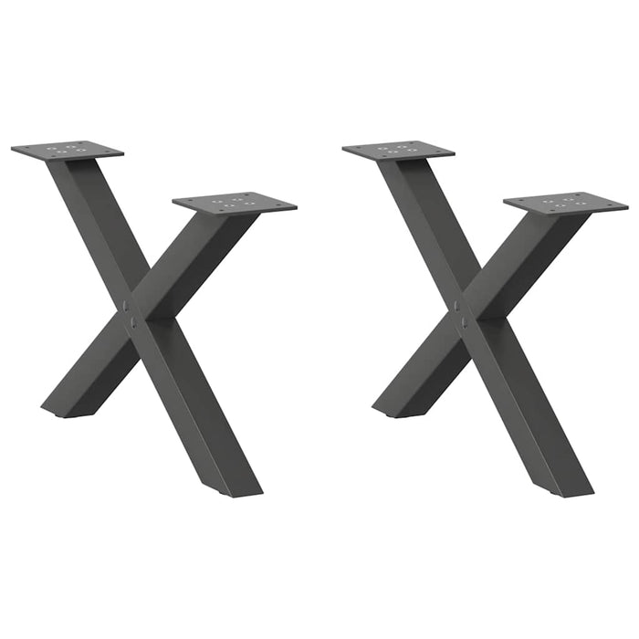 Coffee Table Legs X-Shaped 2 pcs Anthracite 50x(30-31) cm Steel