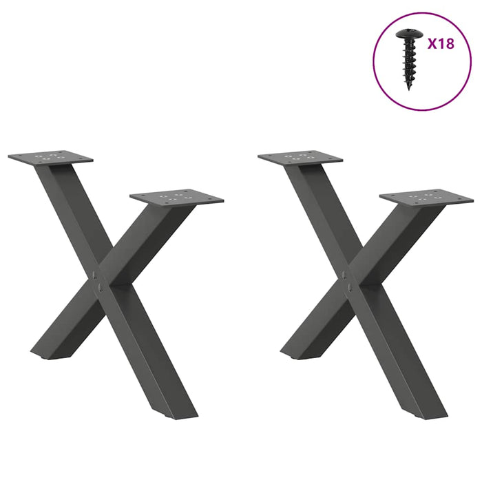 Coffee Table Legs X-Shaped 2 pcs Anthracite 50x(30-31) cm Steel