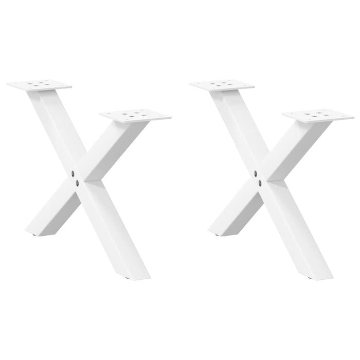 Coffee Table Legs X-Shaped 2 pcs White 60x(30-31) cm Steel