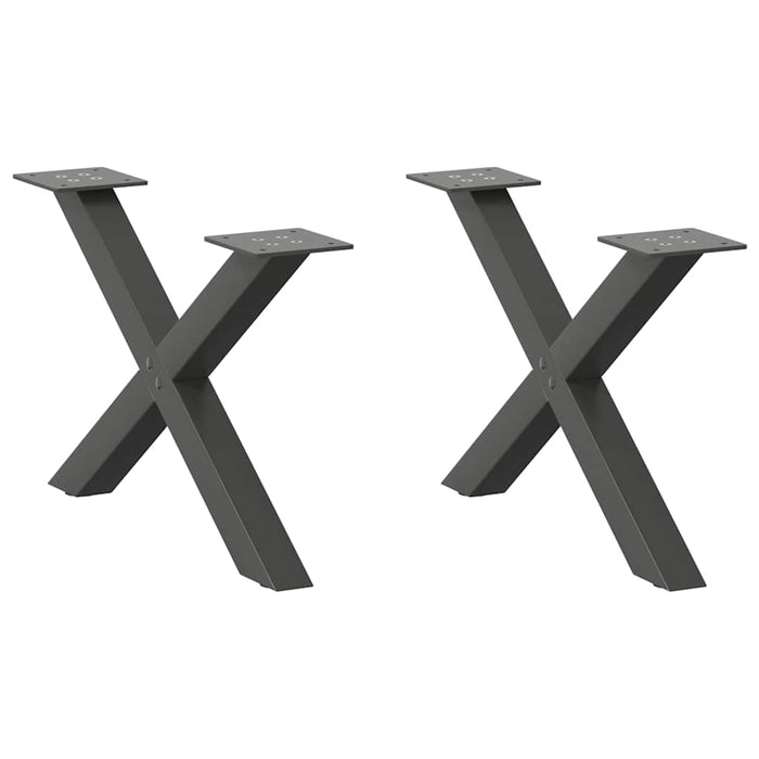 Coffee Table Legs X-Shaped 2 pcs Anthracite 60x(30-31) cm Steel