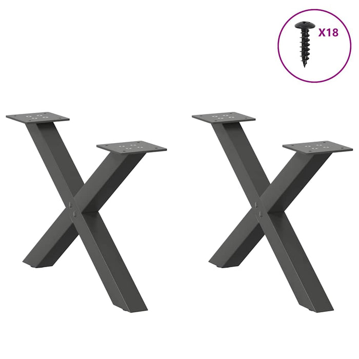 Coffee Table Legs X-Shaped 2 pcs Anthracite 60x(30-31) cm Steel