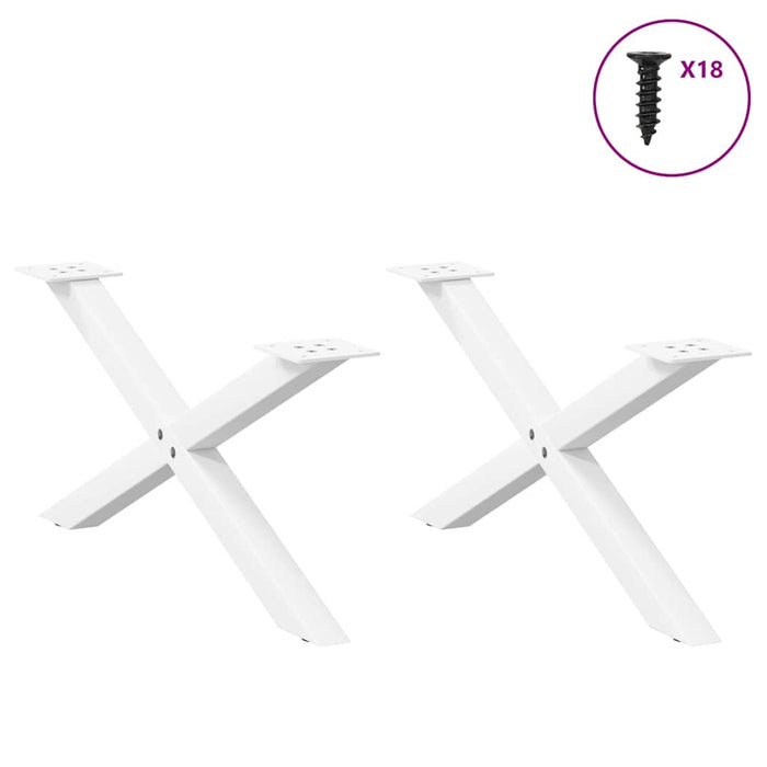 Coffee Table Legs X-Shaped 2 pcs White 70x(30-31) cm Steel