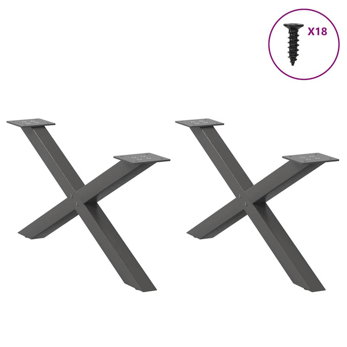 Coffee Table Legs X-Shaped 2 pcs Anthracite 70x(30-31) cm Steel