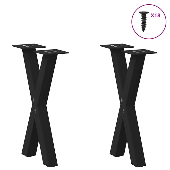 Coffee Table Legs X-Shaped 2 pcs Black 28x(42-43) cm Steel