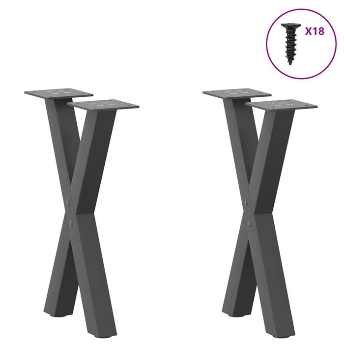 Coffee Table Legs X-Shaped 2 pcs Anthracite 28x(42-43) cm Steel