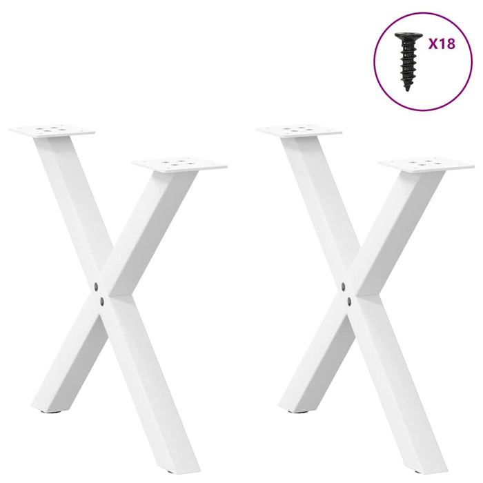 Coffee Table Legs X-Shaped 2 pcs White 50x(42-43) cm Steel