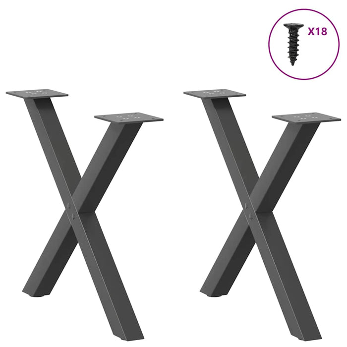 Coffee Table Legs X-Shaped 2 pcs Anthracite 50x(42-43) cm Steel