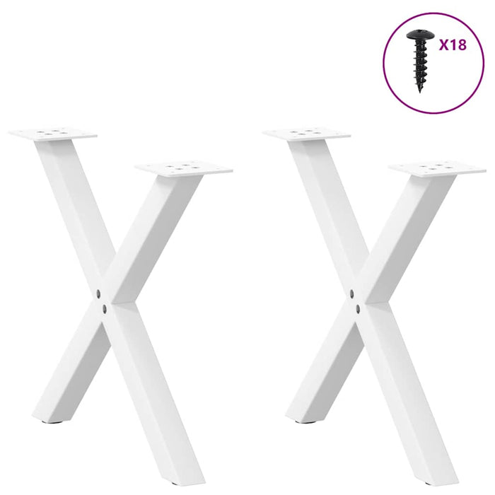 Coffee Table Legs X-Shaped 2 pcs White 60x(42-43) cm Steel