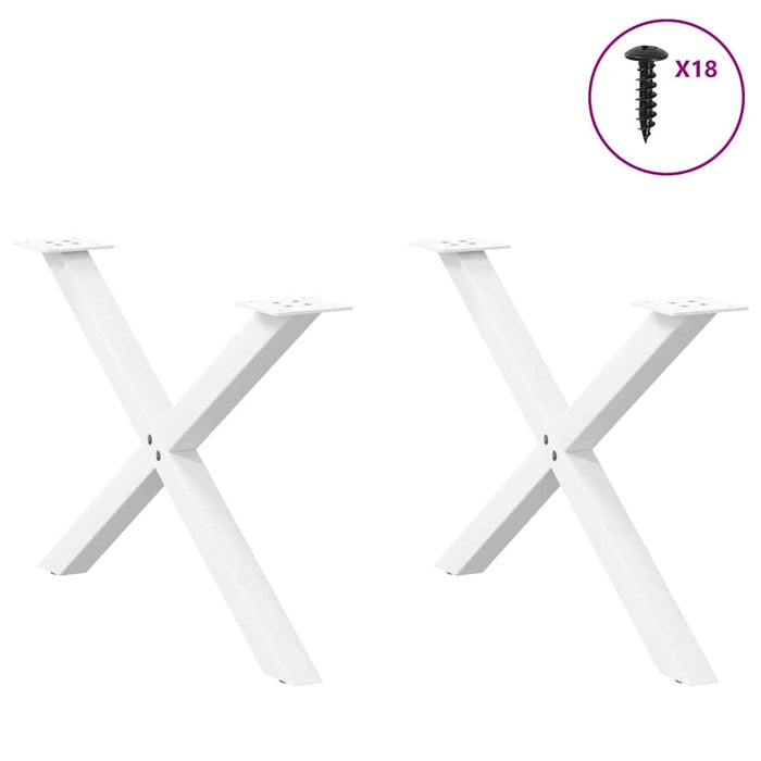 Coffee Table Legs X-Shaped 2 pcs White 70x(42-43) cm Steel