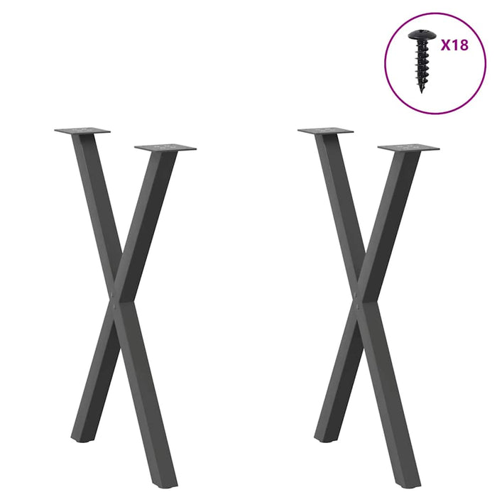 Dining Table Legs X-Shaped 2 pcs Anthracite 50x(72-73) cm Steel